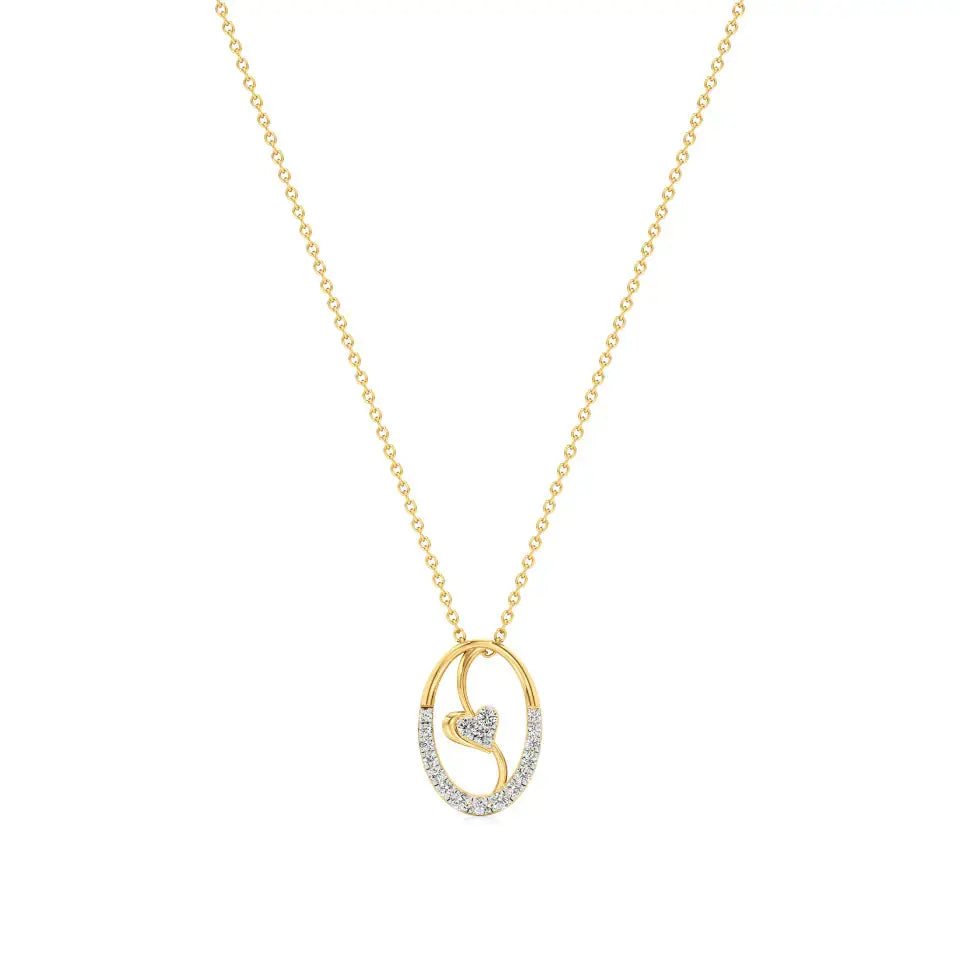 Sneh | Round Lab Grown Diamonds Heart Motif Pendant - Nivara
