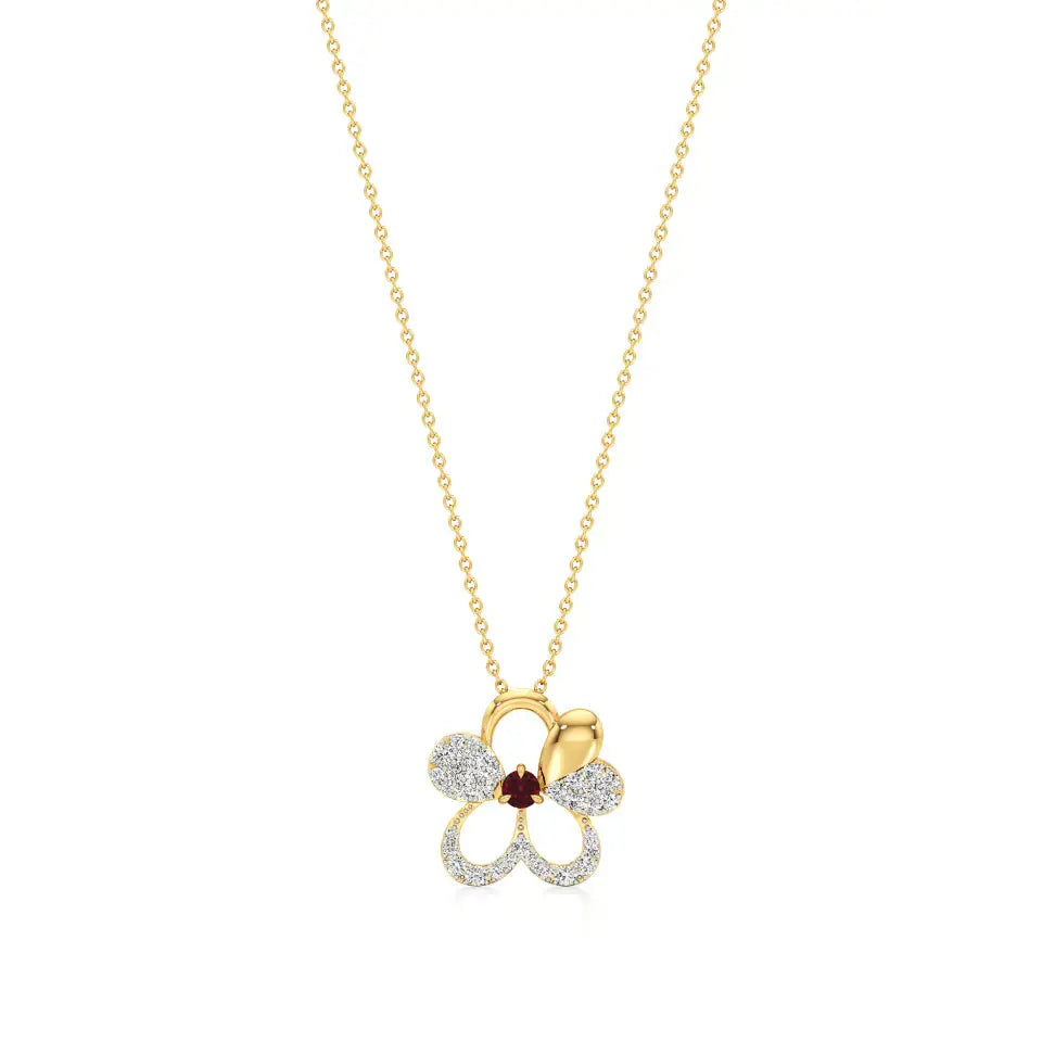 Sneh | Ruby & Diamond Heart  Pendant - Nivara