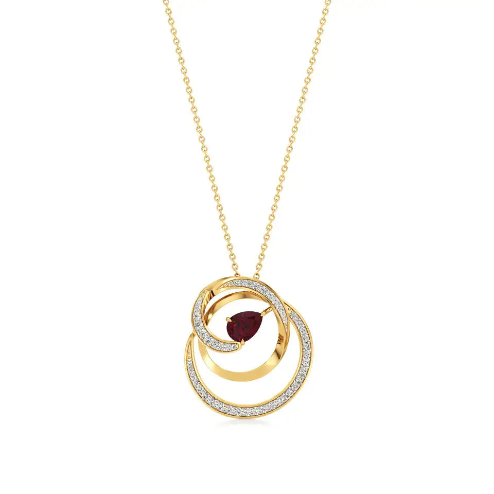 Mode | Pear-Cut Ruby & Round Diamonds Spiral Pendant - Nivara
