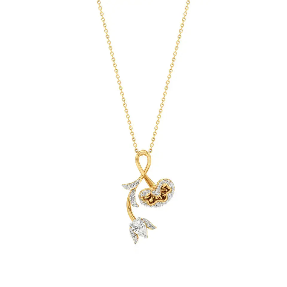 Flora | Pear & Round Lab Grown Diamonds Lotus Petals Pendant - Nivara