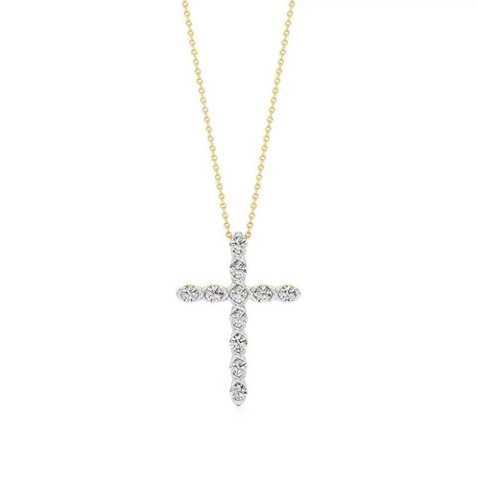 Aura | Classic Round Lab Grown Diamonds Cross Pendant - Nivara