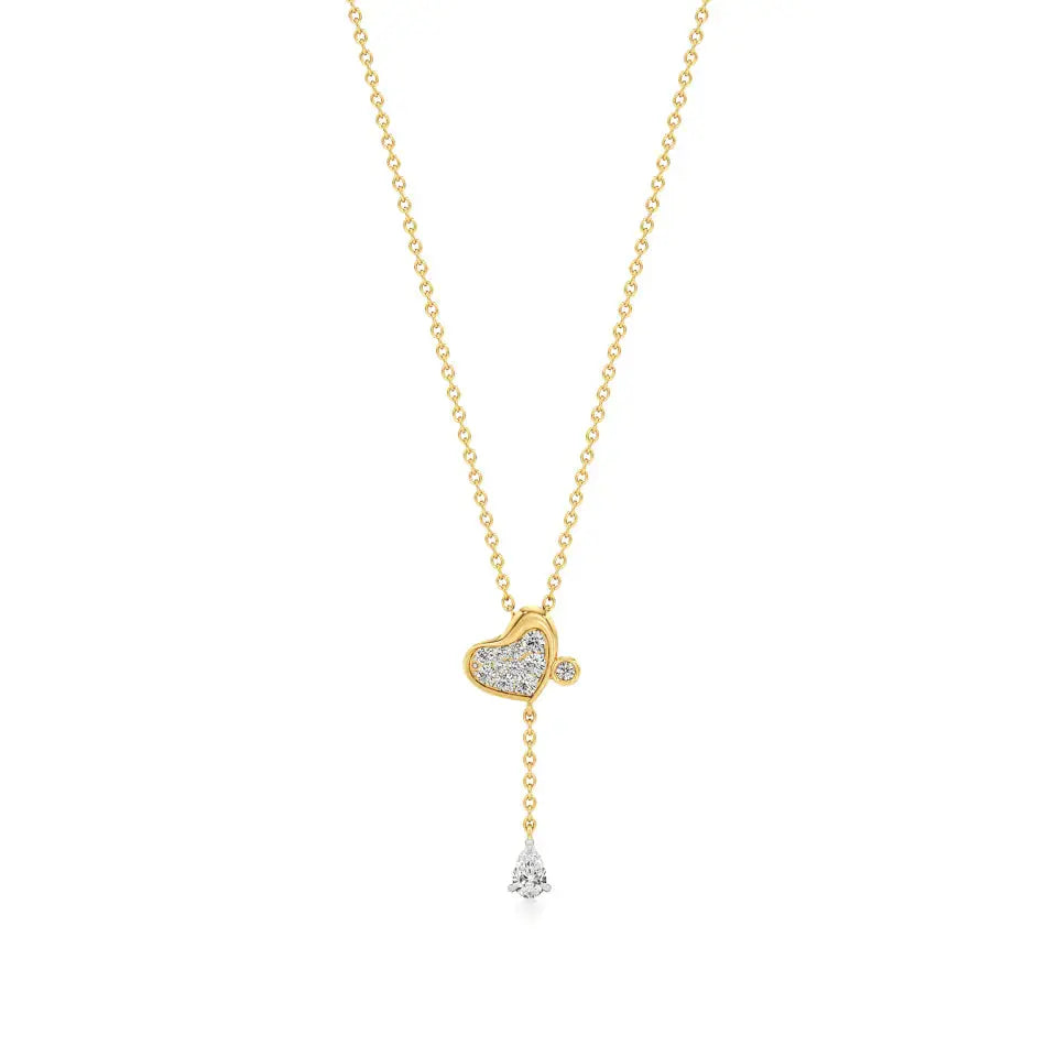 Sneh | Pear & Round Lab Grown Diamonds Tear Drop Pendant - Nivara