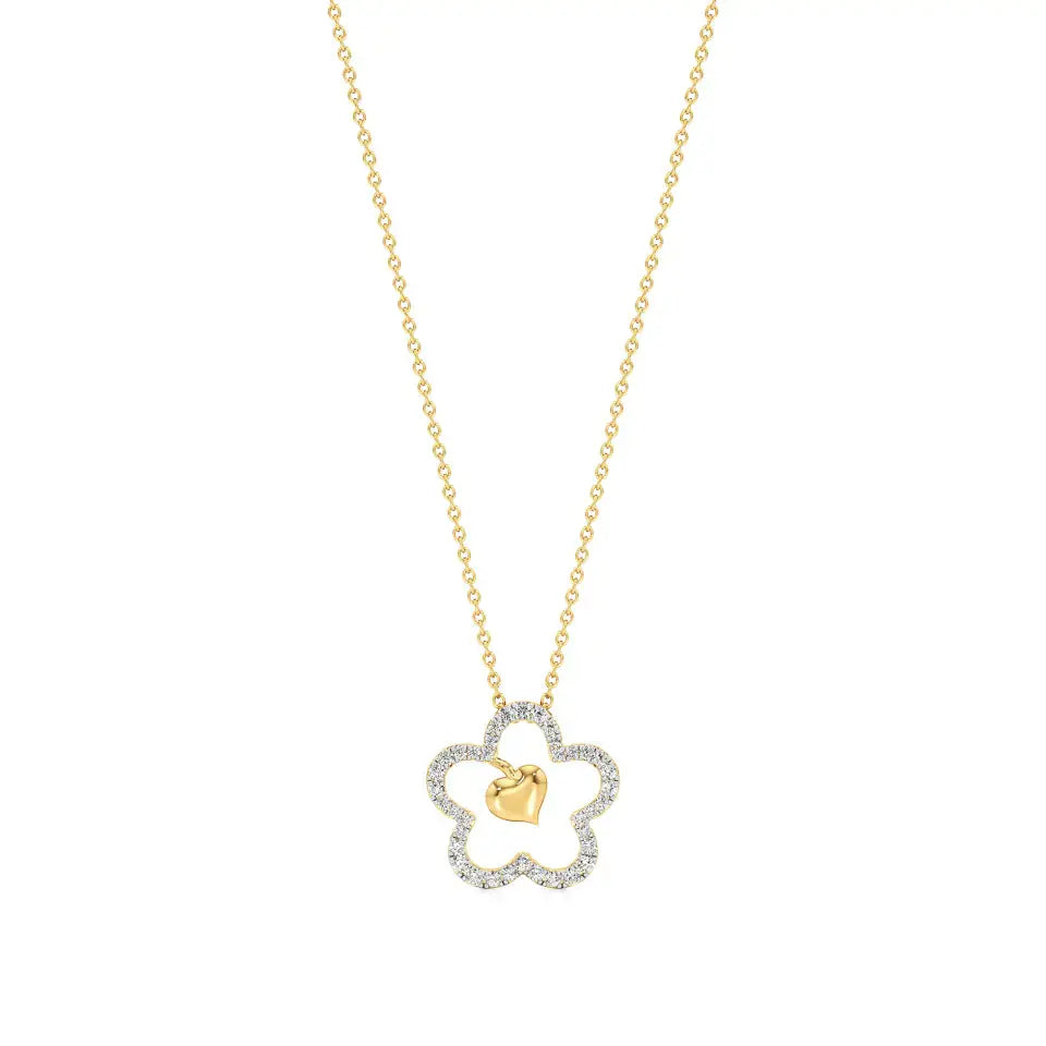 Flora | Floral Design Halo with Heart Motif Pendant - Nivara