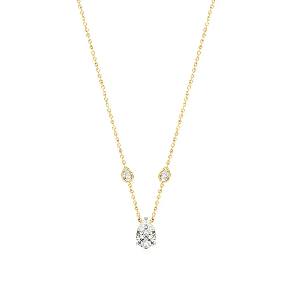 Mode | Pear Solitaire Lab Grown Diamond with 3-Prong Setting Pendant - Nivara