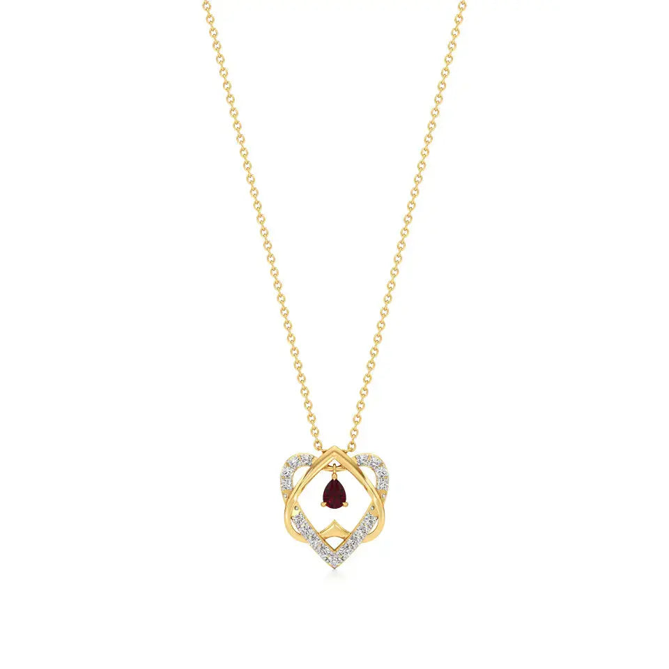 Sneh | Pear-Cut Ruby & Round Diamonds Pendant - Nivara