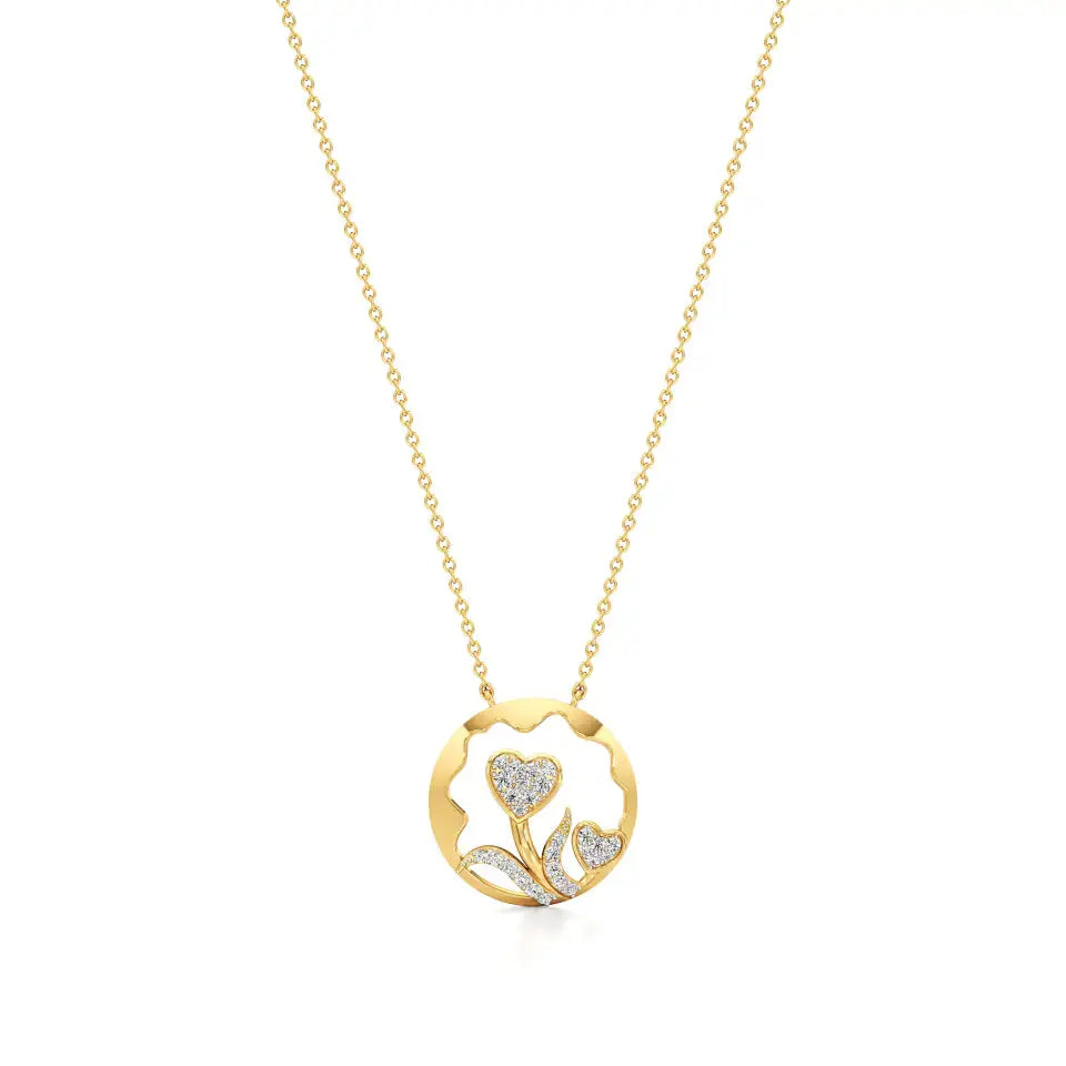 Sneh | Round Lab Grown Diamonds Dual Heart Pendant - Nivara