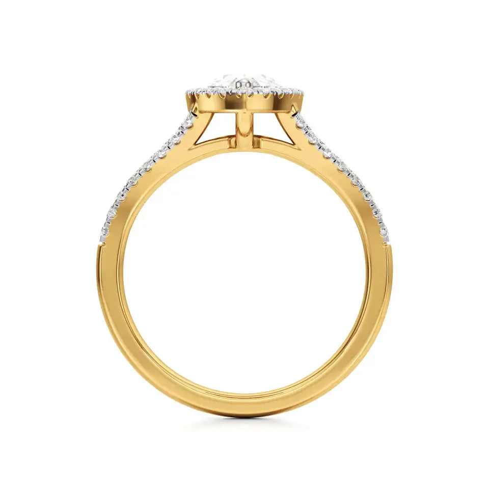 Mira | Marquise Cut Solitaire with Halo around it - Nivara