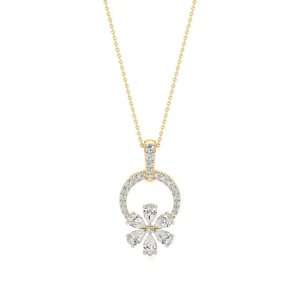 Flora | Round & Pear Lab Grown Diamonds Floral Pendant - Nivara