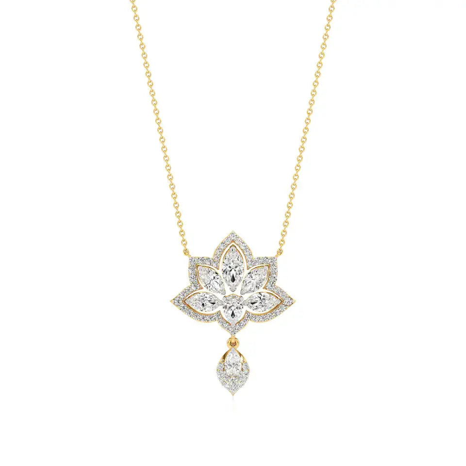 Flora | Pear, Marquise & Round Lab Grown Diamonds Floral Pendant - Nivara