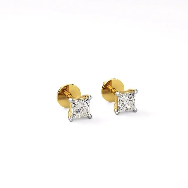 Thea | Studs with Four Prong Princess Lab-Grown Diamond - Nivara
