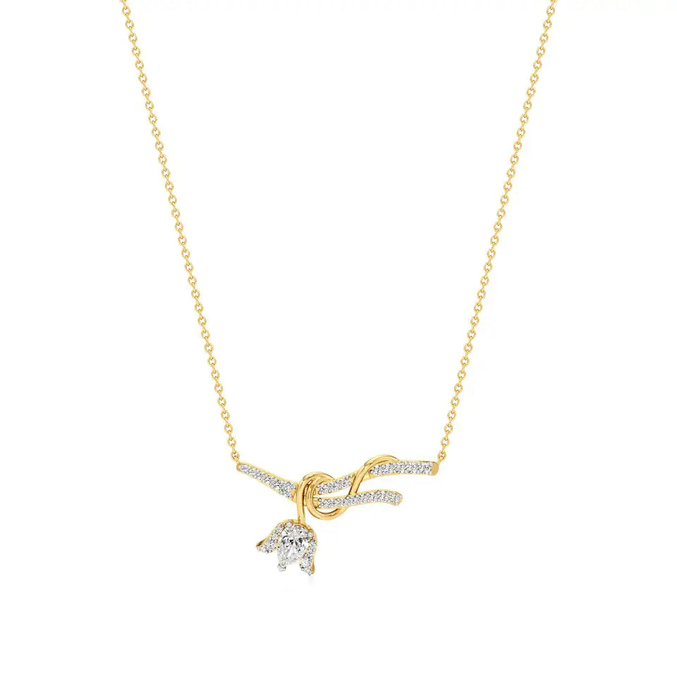 Mode | Pear & Round Lab Grown Diamonds with Lotus Motif Pendant - Nivara