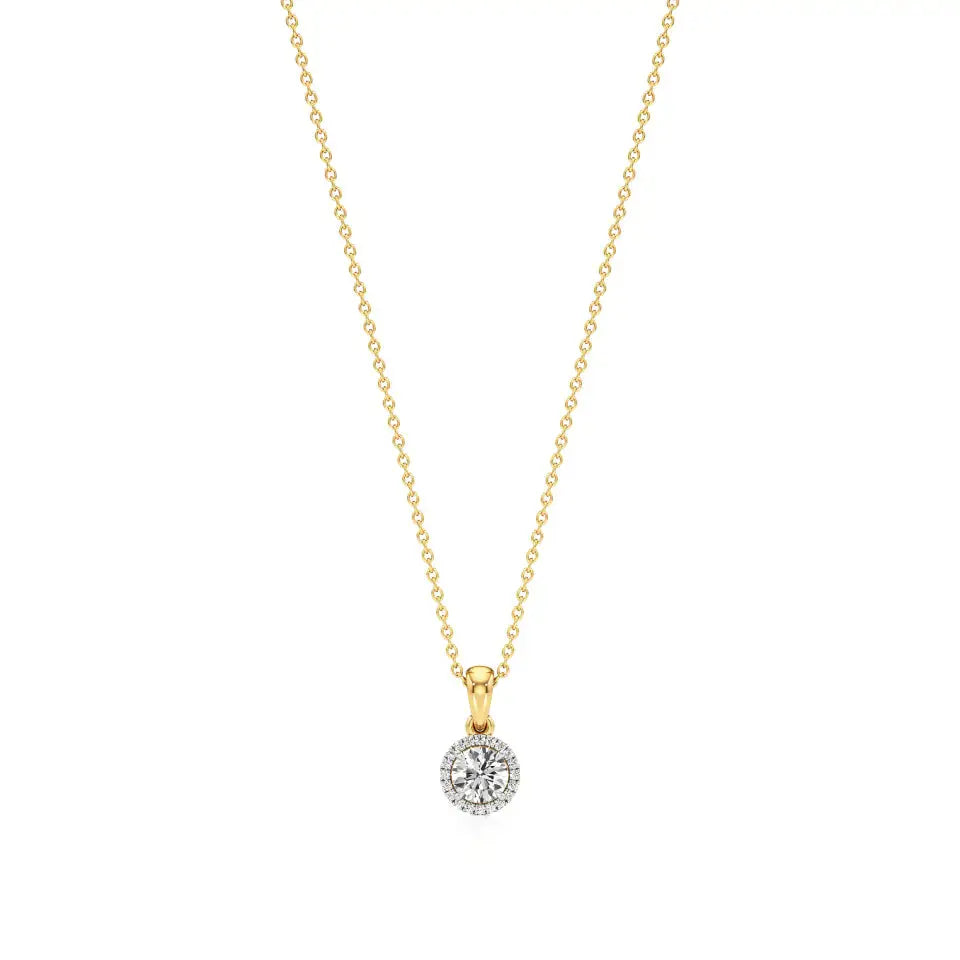 Sol | Round Solitaire with Halo Lab Grown Diamonds Pendant - Nivara