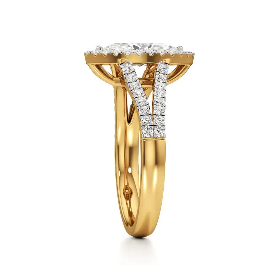 Mira | Marquise Cut Solitaire with Halo around it - Nivara