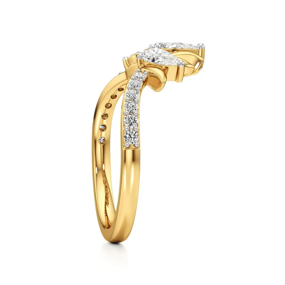 Flora | Round & Pear Lab-Grown Diamond Ring with Pav�� Accents - Nivara