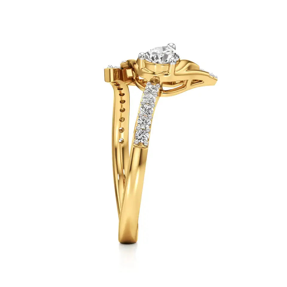 Flora | Round & Pear Lab-Grown Diamond Ring with Pav�� Accents - Nivara