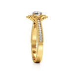 Flora | Round Solitaire with Halo Ring in Floral Design - Nivara