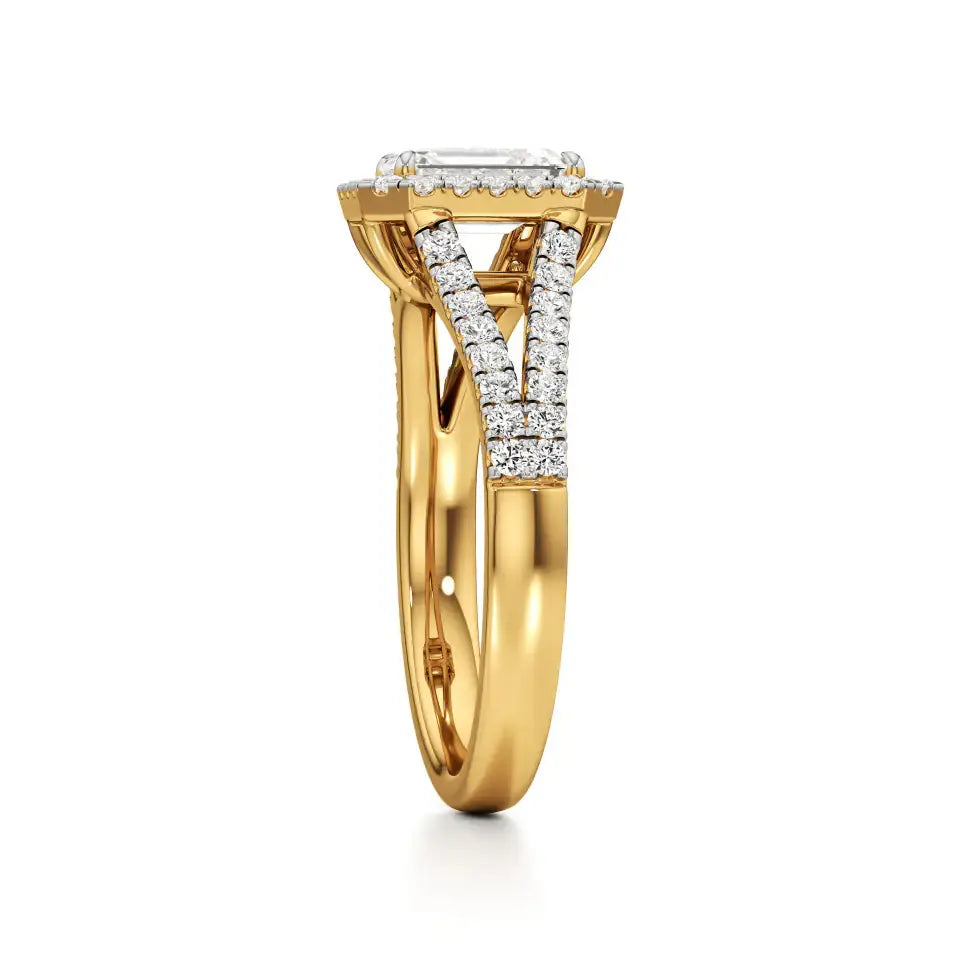 Mira | Round & Emerald Lab-Grown Diamond Halo Ring - Nivara