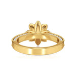 Flora | Round Solitaire with Halo Ring in Floral Design - Nivara