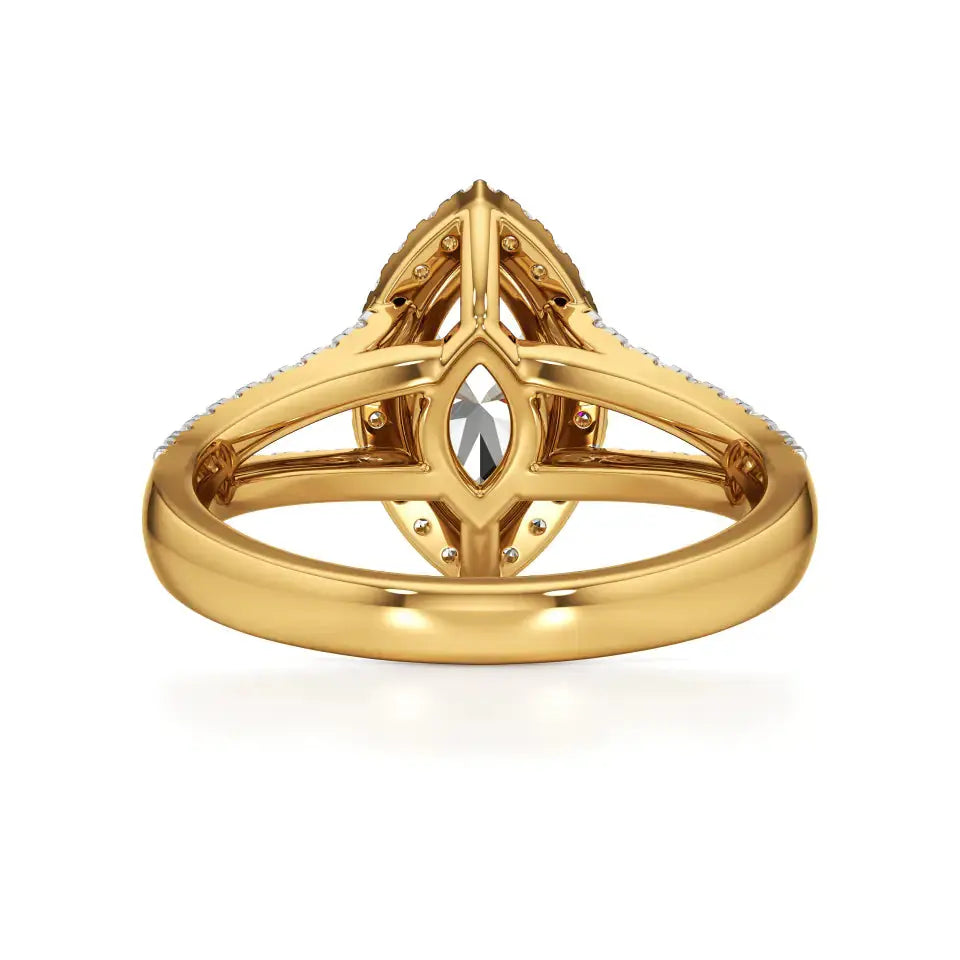 Mira | Marquise Cut Solitaire with Halo around it - Nivara