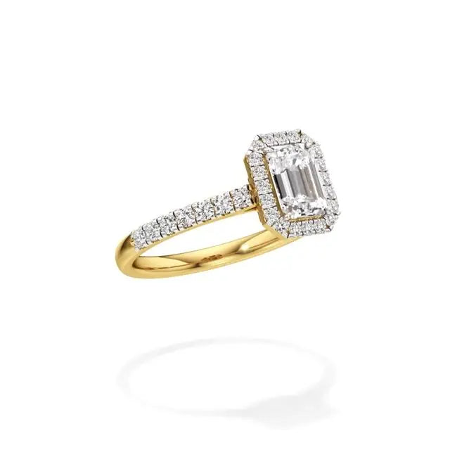 Mira | Emerald Lab-Grown Diamond Halo Ring - Nivara