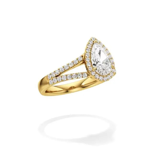 Mira | Pear Cut Solitaire with Halo - Nivara