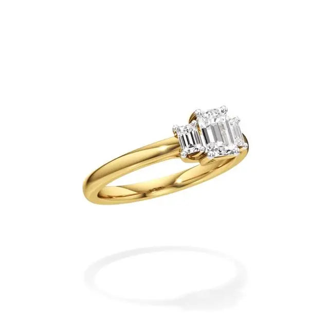 Aria | Emerald Lab-Grown Diamond Three-Stone Ring - Nivara