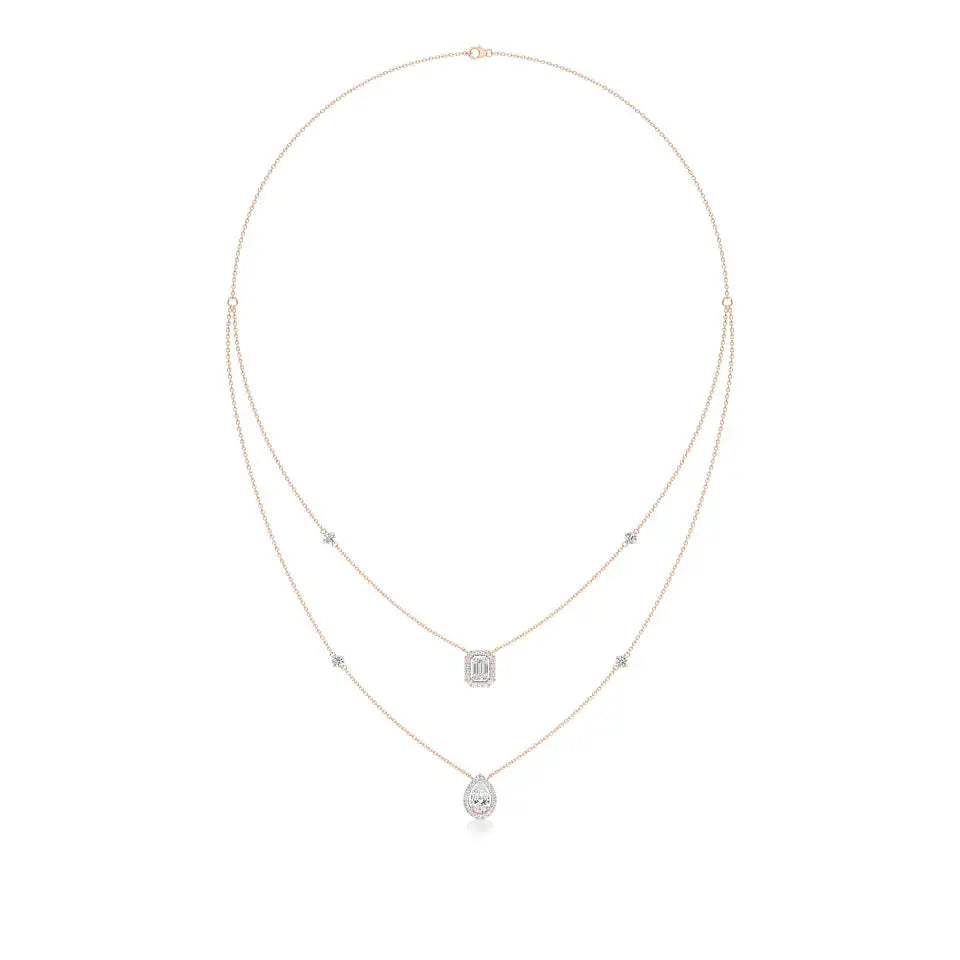 Mira | Emerald & Pear Lab Grown Diamond with Halo  Necklace - Nivara