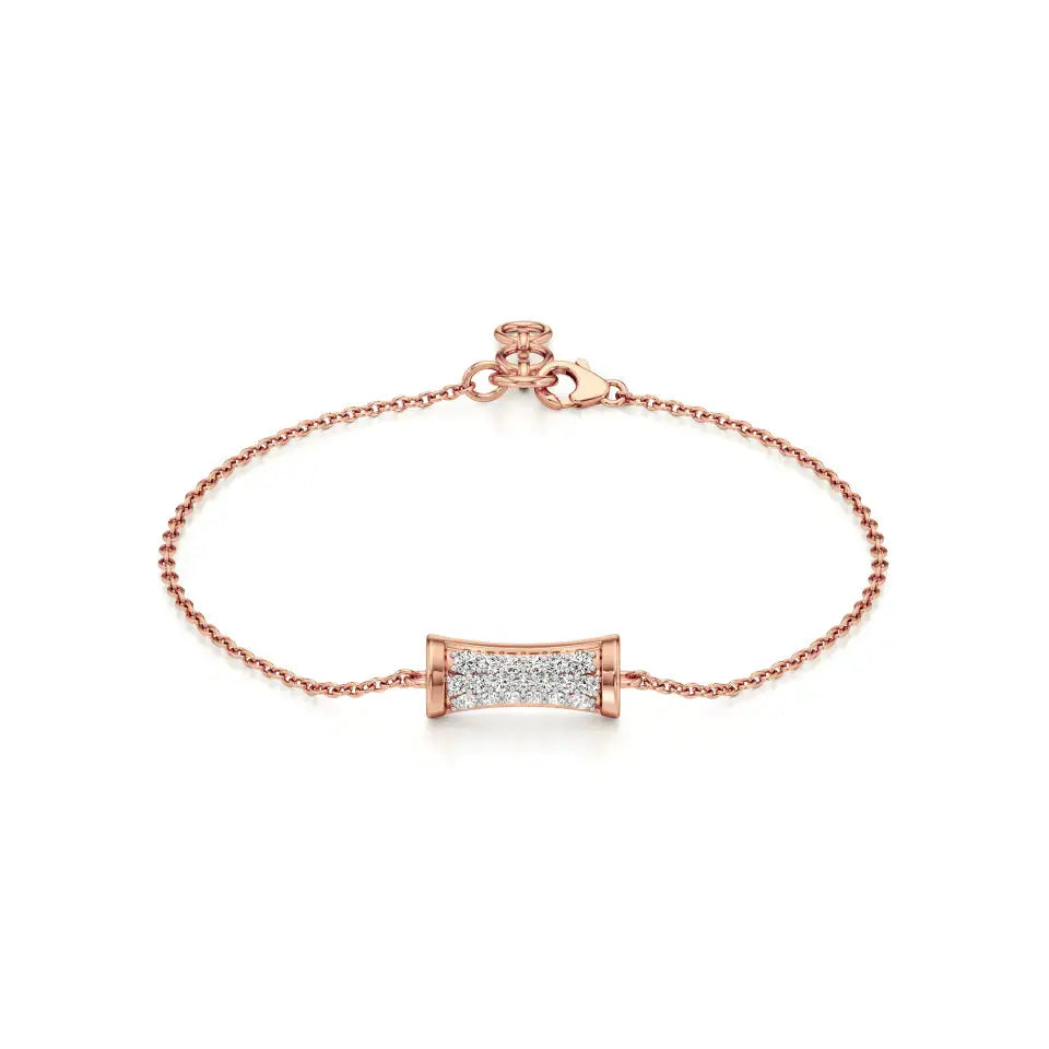Rupak | Lab Grown Diamonds Cluster on Cylindrical Piece Chain Bracelet - Nivara