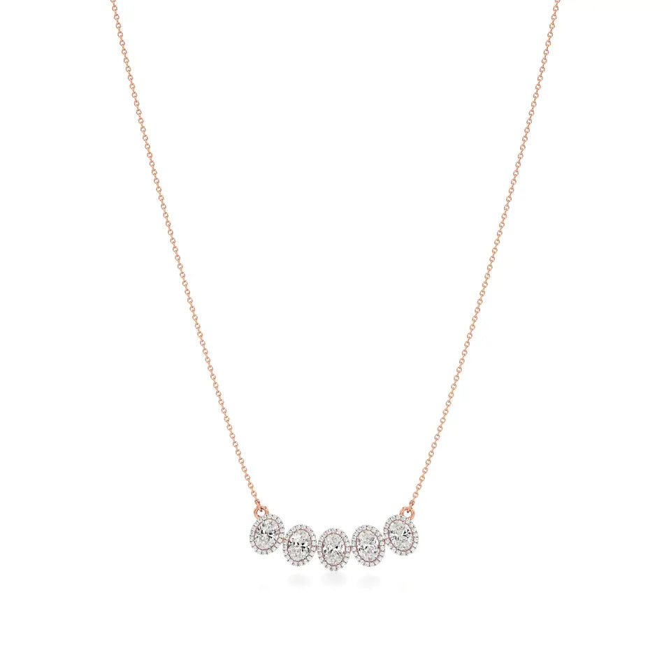 Elina | Oval Lab Grown Diamonds with Halo Necklace