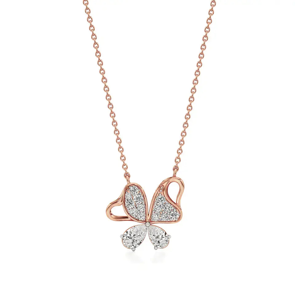 Vanya | Elegant Round Lab Grown Diamonds Butterfly Wings Pendant - Nivara