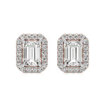 Mira | Emerald-Cut Solitaire Lab-Grown Diamond with Halo Studs - Nivara