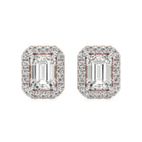 Mira | Emerald-Cut Solitaire Lab-Grown Diamond with Halo Studs - Nivara