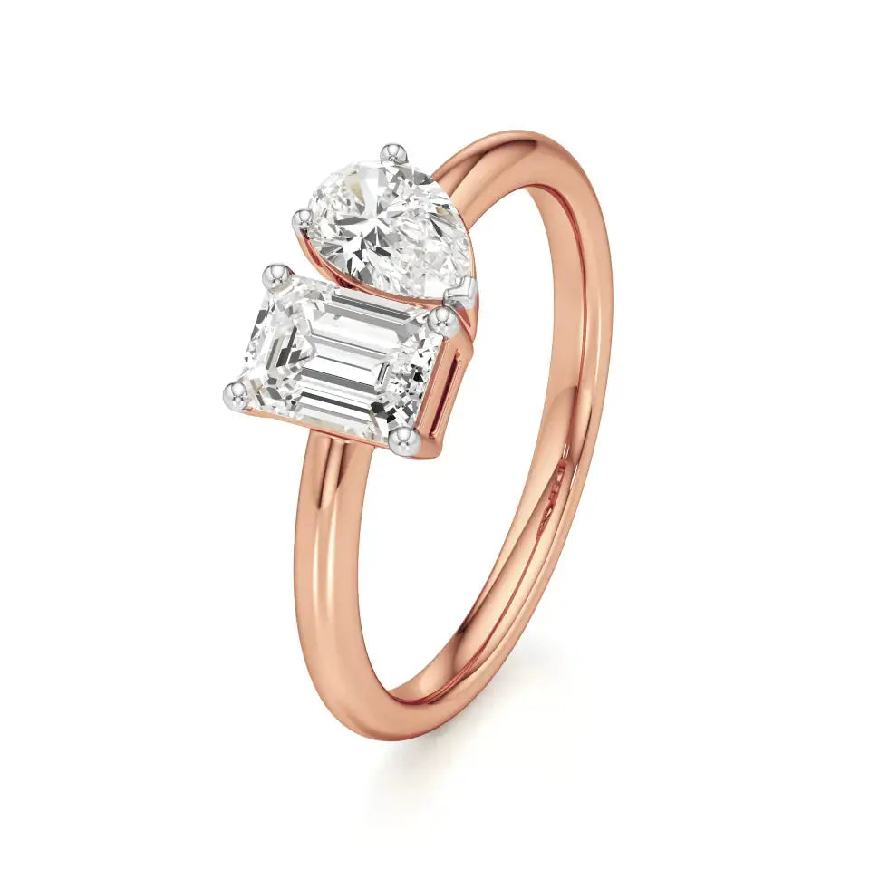 Toi et Moi | Pear & Emerald Lab-Grown Diamond Ring - Nivara
