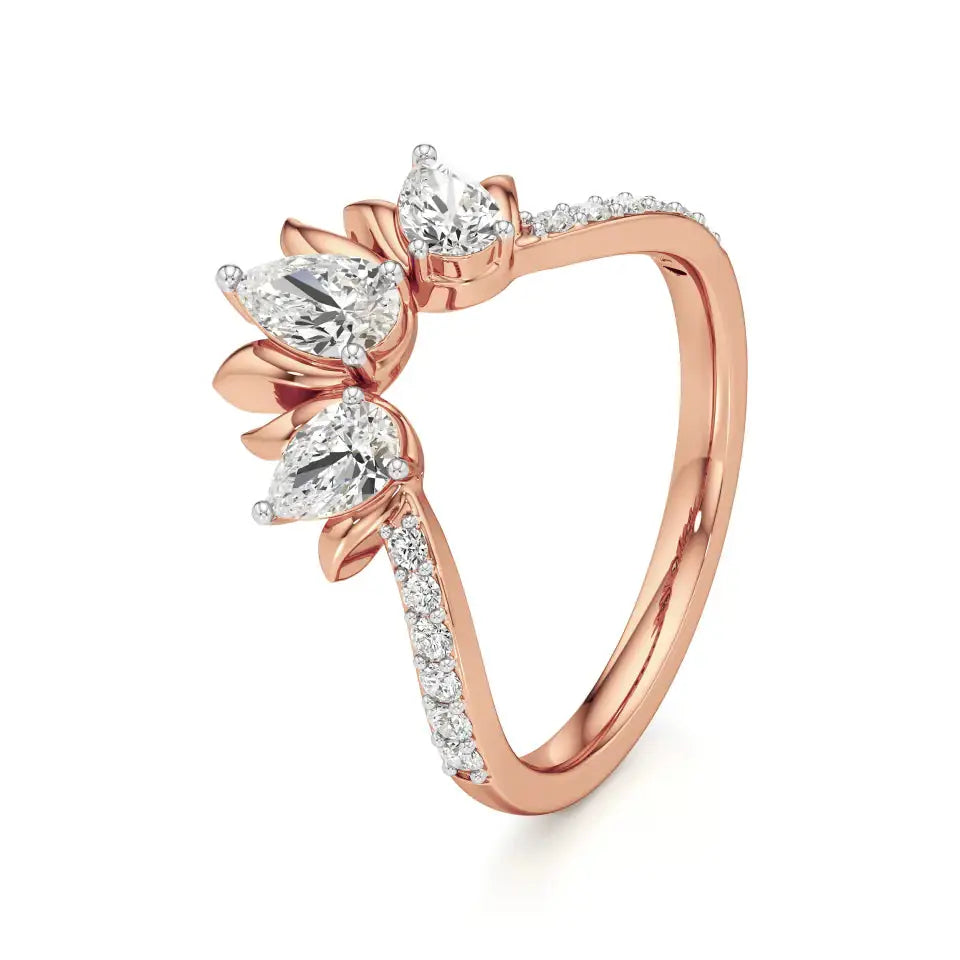 Flora | Round & Pear Lab-Grown Diamond Ring with Pav�� Accents - Nivara