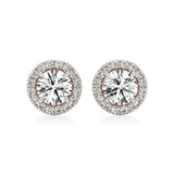 Mira | Round Solitaire Lab-Grown Diamond with Halo Studs - Nivara