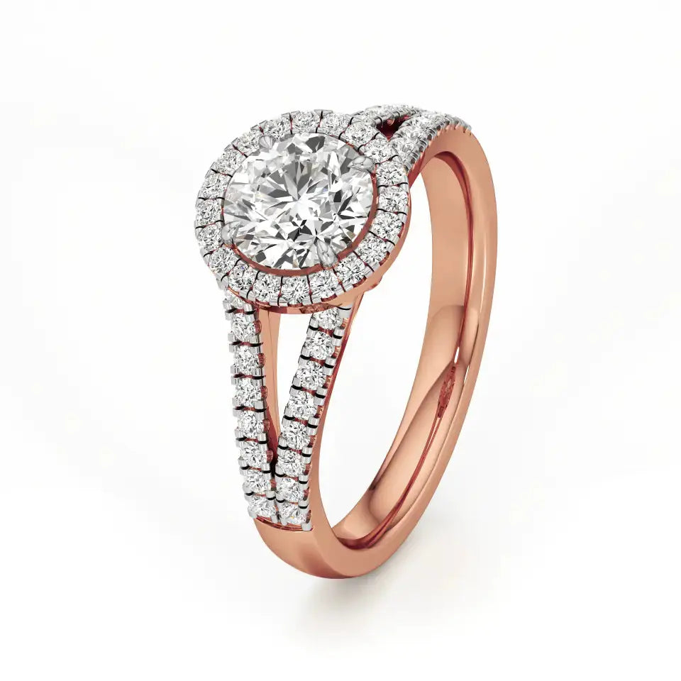 Mira | Round Solitaire with Halo Ring - Nivara