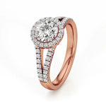 Mira | Round Solitaire with Halo Ring - Nivara