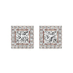 Mira | Princess-Cut Solitaire Lab-Grown Diamond with Halo Square Studs - Nivara