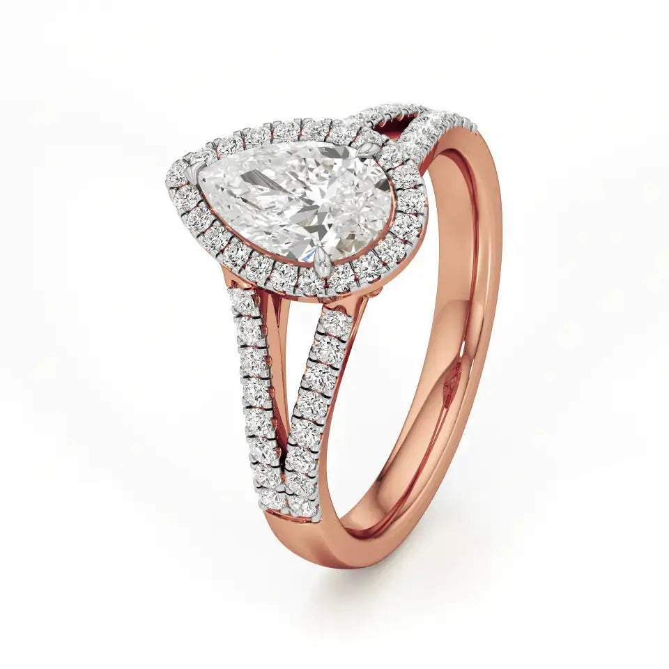 Mira | Pear Cut Solitaire with Halo - Nivara
