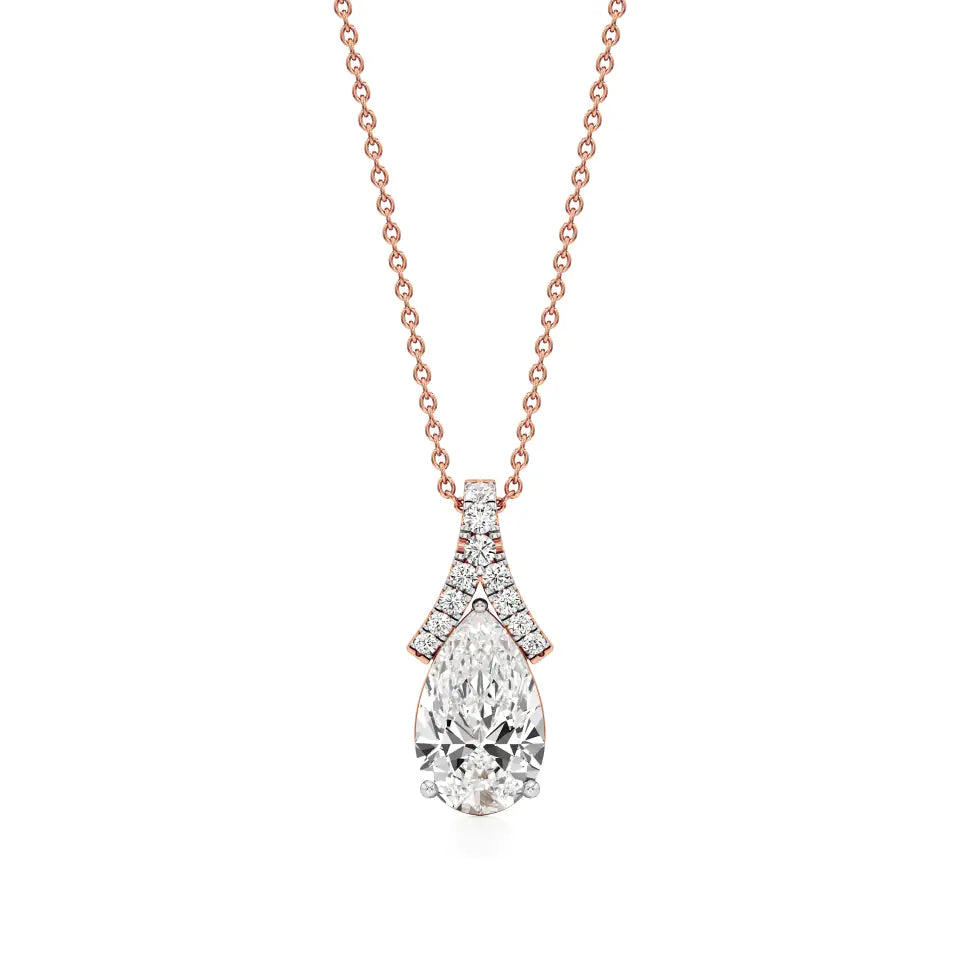 Anek | Pear Solitaire with Round Lab Grown Diamonds Tear Drop Pendant
