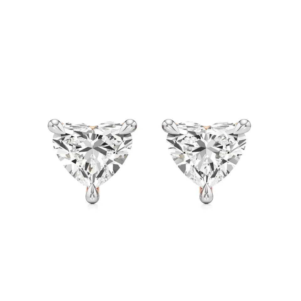 Sia | Three Prong Studs with Heart Shaped Solitaire Lab-Grown Diamond - Nivara