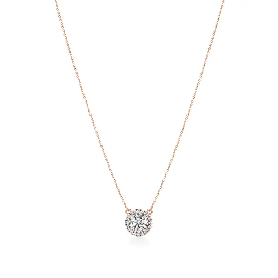 Mira | Round Lab Grown Diamond with Halo Necklace - Nivara