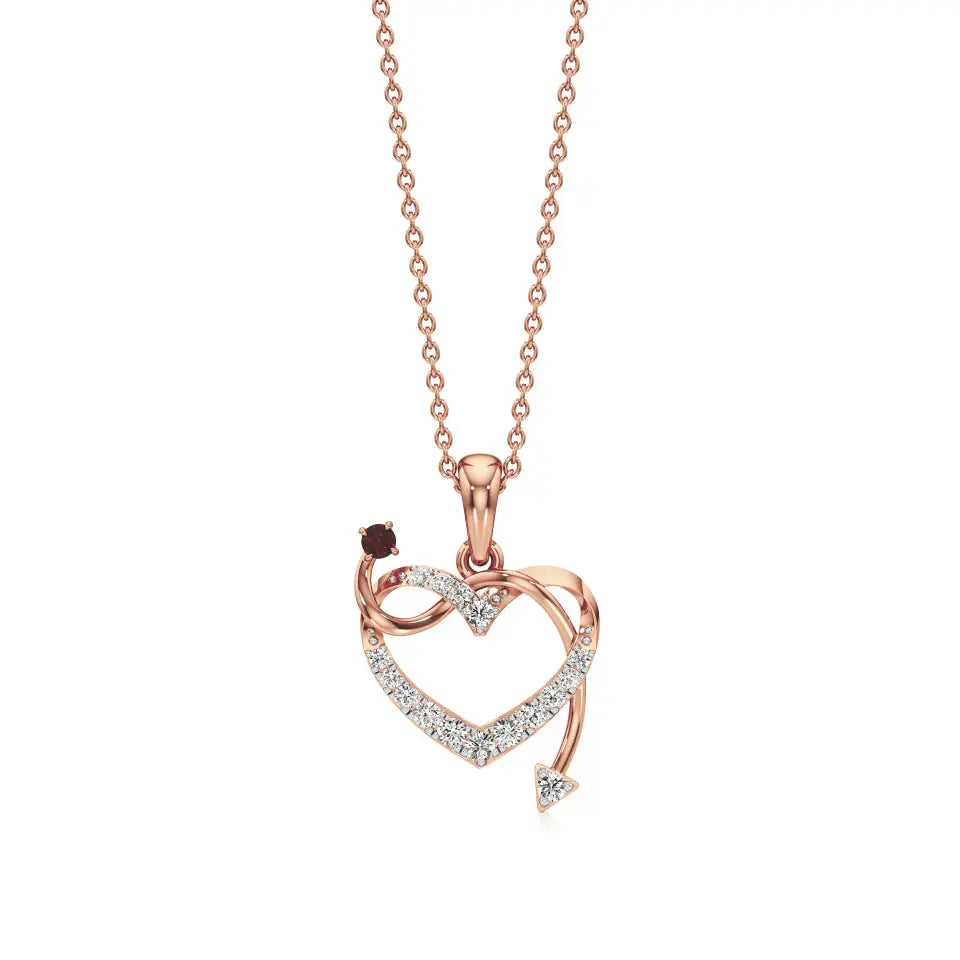 Sneh | Elegant Round Lab Grown Diamonds with Ruby Accent Heart Pendant - Nivara
