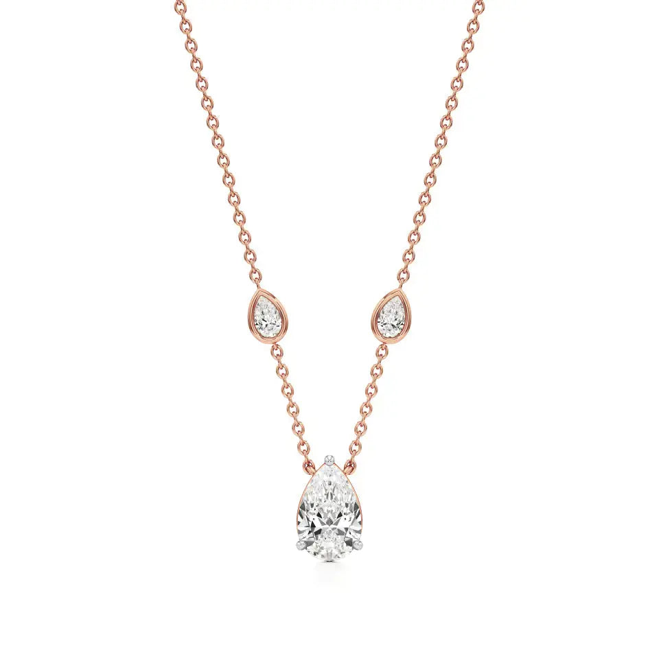Mode | Pear Solitaire Lab Grown Diamond with 3-Prong Setting Pendant - Nivara