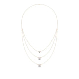 Elara | Princess & Round Lab Grown Diamonds Halo Triple Layered Necklace - Nivara