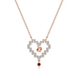 Sneh | Ruby & Lab Grown Diamonds Pixel Heart Pendant - Nivara