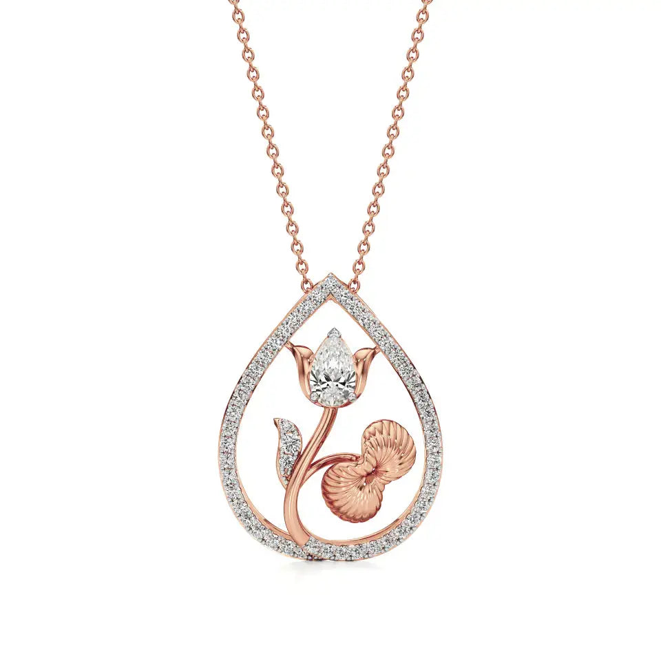 Flora | Pear & Round Lab Grown Diamonds Floral Pendant - Nivara