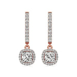 Mira | Cushion & Round Lab-Grown Diamond Halo Dangle Earrings - Nivara
