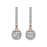 Mira | Cushion & Round Lab-Grown Diamond Halo Dangle Earrings - Nivara