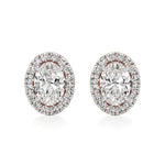 Mira | Oval-Cut Solitaire Lab-Grown Diamond with Halo Studs - Nivara
